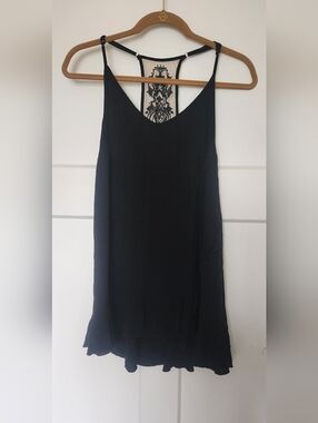 Black High-Low Slip Skirt with Decorative Back Panel